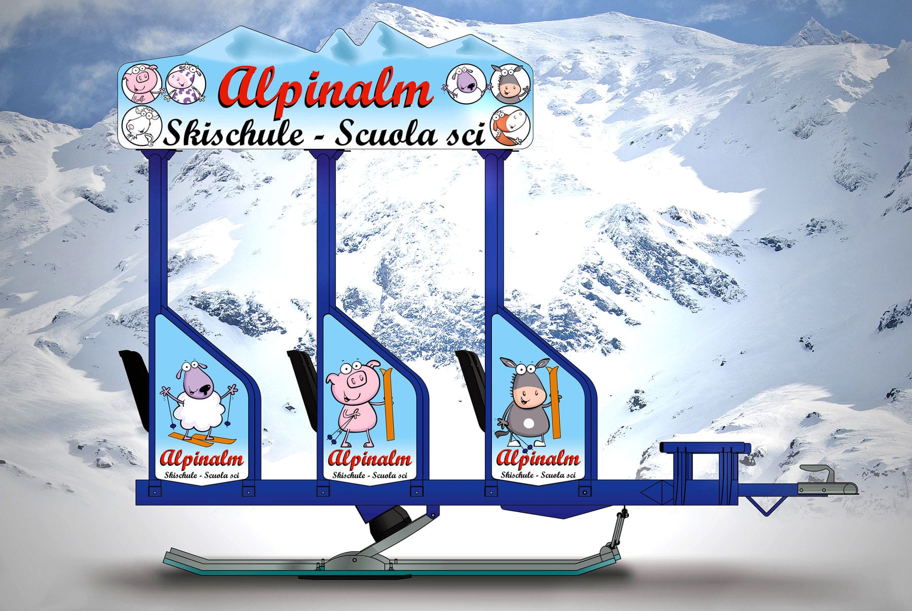 TRANSALP towing sled for ski schools