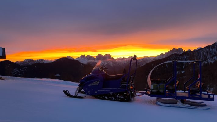 Alpina snowmobile on Dolomites