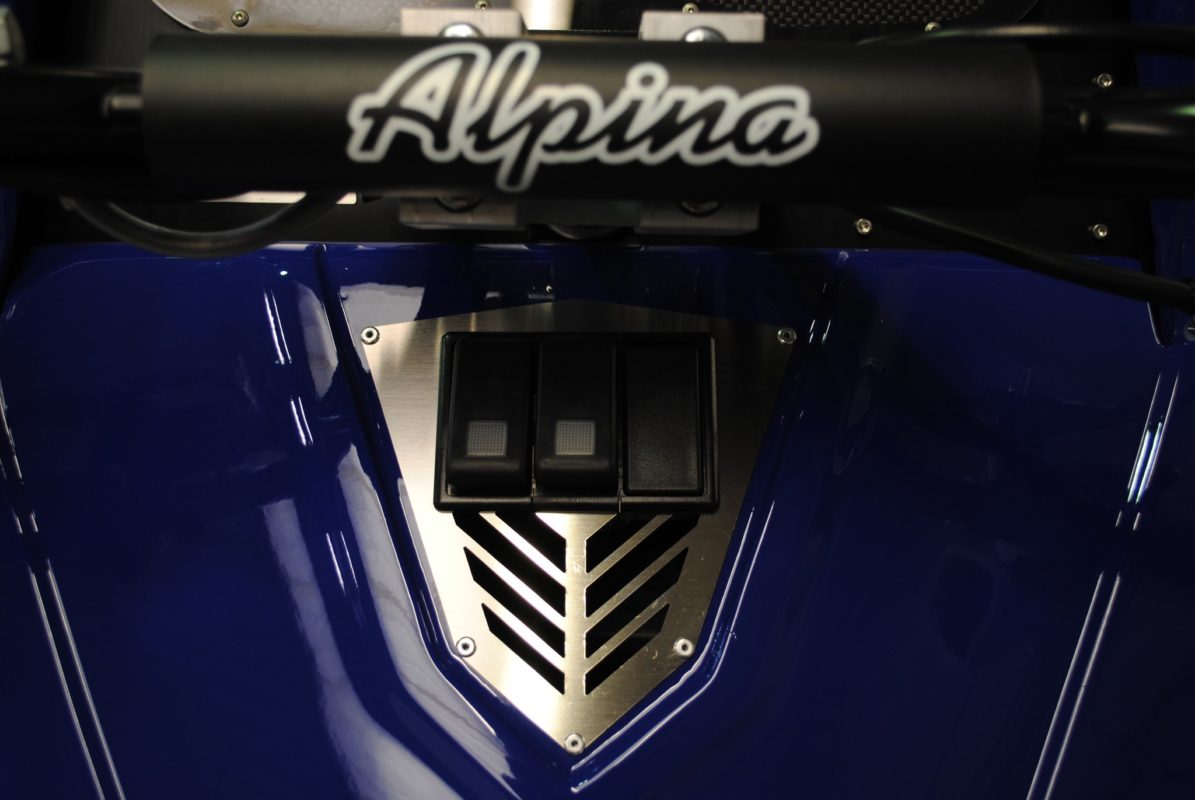 Details of a snowmobile Alpina
