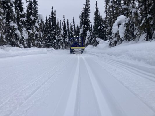 Alpina Sherpa snowmobile grooming trails at University of Alaska Fairbanks