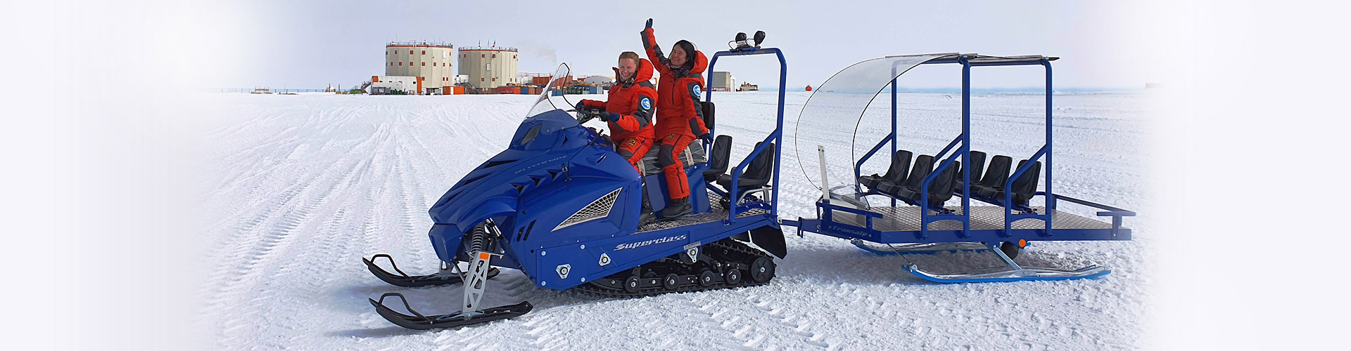 Alpina Superclass & Transalp: professional dual-track work snowmobiles for Antarctic research and polar logistics at Concordia Station.